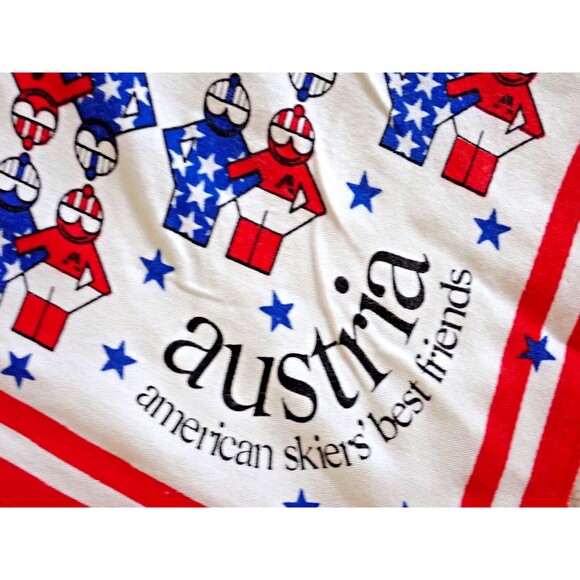 Austria American Skiers Best Friend Red White Blue Cotton Scarf Unisex Square - Picture 2 of 5